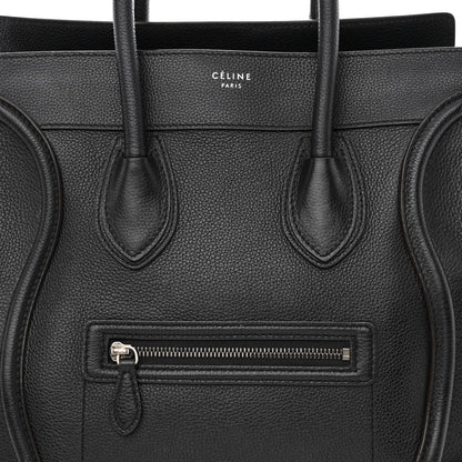 Celine Drummed Calfskin Mini Luggage Black 9 of 17
