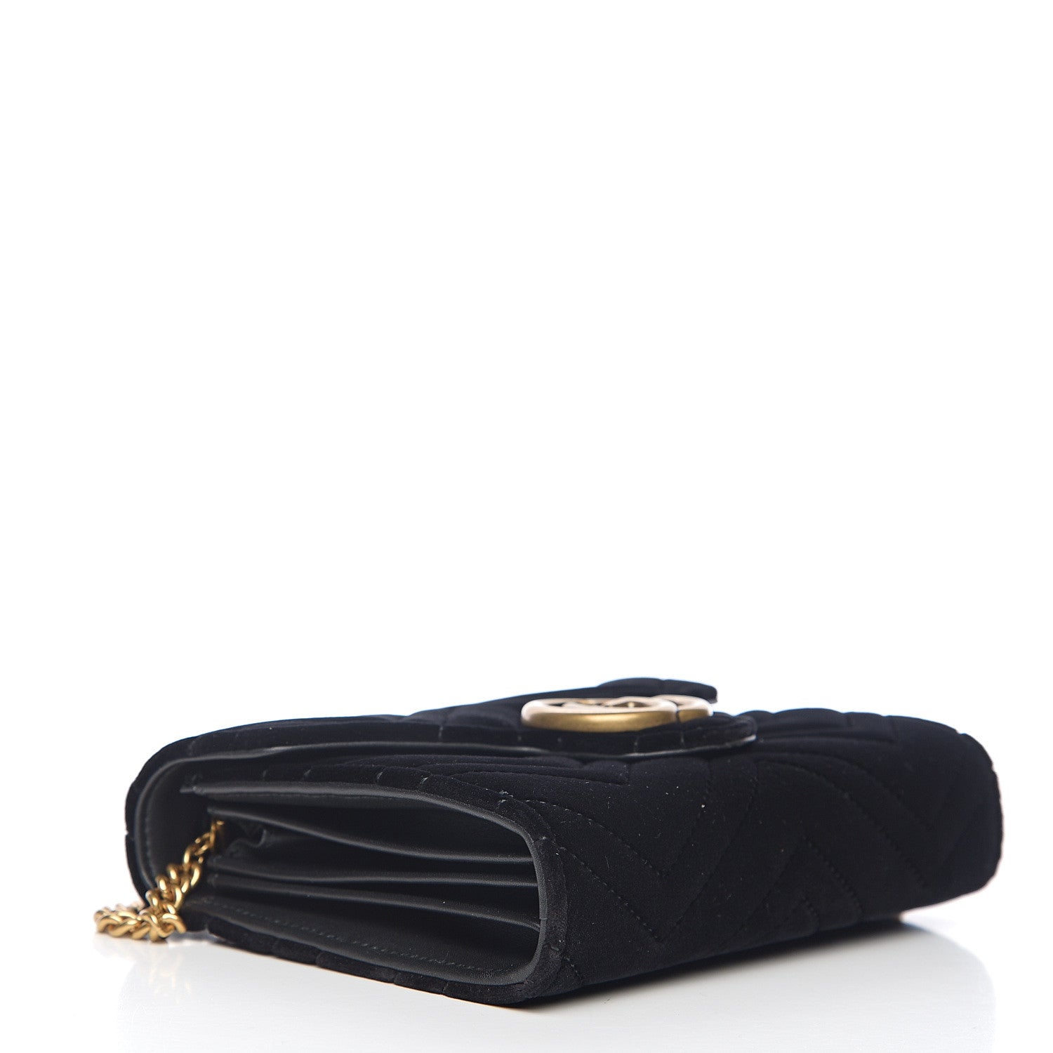 Gucci Velvet Matelasse GG Marmont Chain Wallet Black 3 of 9