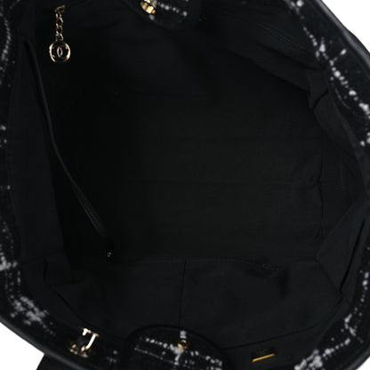 Chanel Tweed Medium Deauville Tote Black White Multicolor 4 of 9