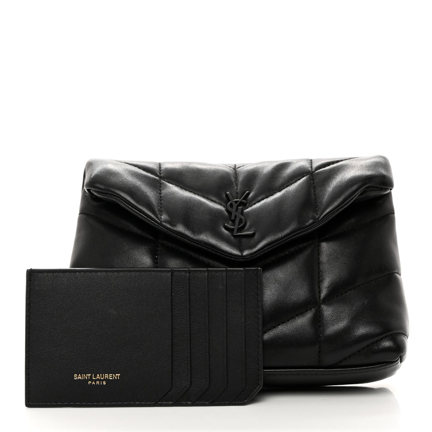 Lambskin Monogram Loulou Puffer Pouch Clutch Black