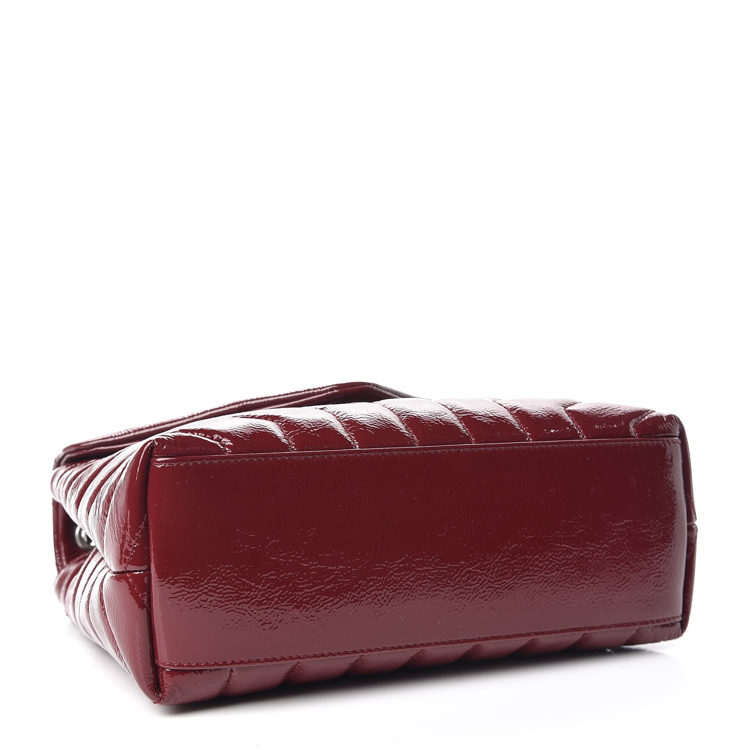 Saint Laurent Patent Y Quilted Monogram Small Loulou Chain Satchel Palissandre 4 of 10