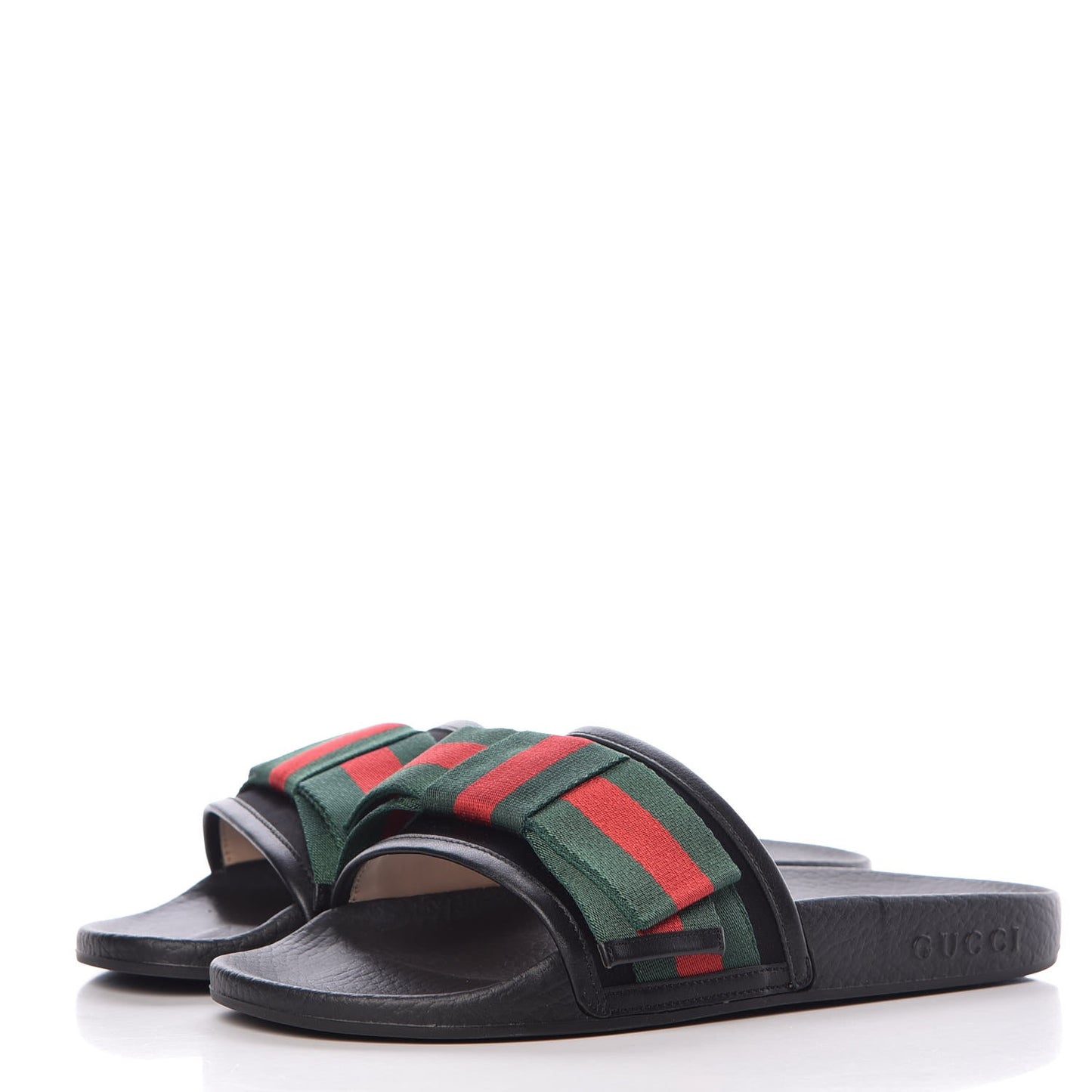 Satin Web Bow Slide Sandals 37 Black
