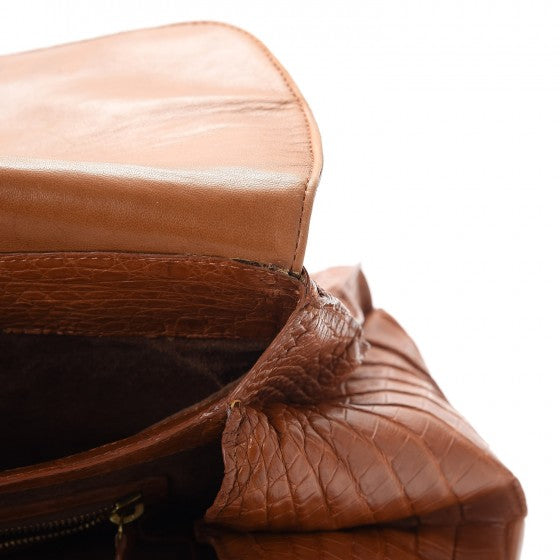 Crocodile Top Handle Tote Brown