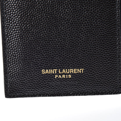 Saint Laurent Grain De Poudre Matelasse Chevron Small Monogram Passport Case Black 6 of 8
