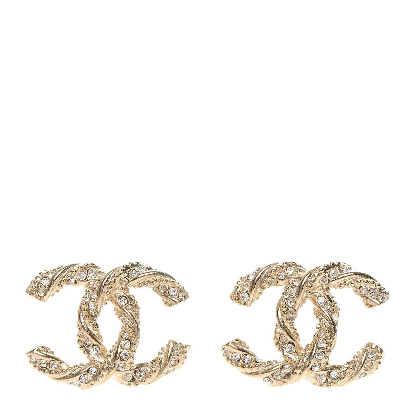Crystal Twisted CC Earrings Gold