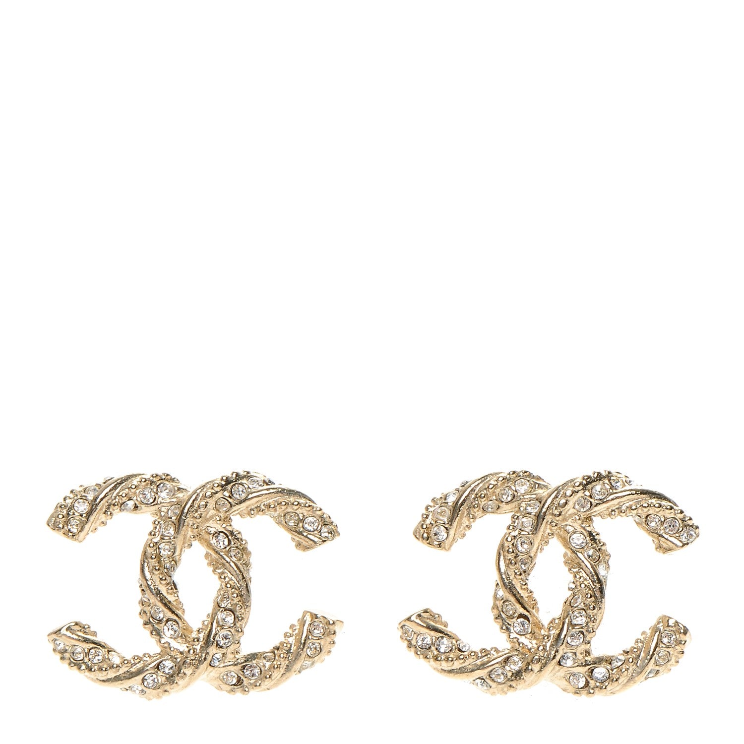 Chanel Crystal Twisted CC Earrings Gold 1 of 4