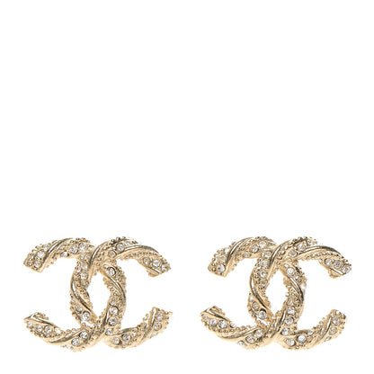 Chanel Crystal Twisted CC Earrings Gold 1 of 4