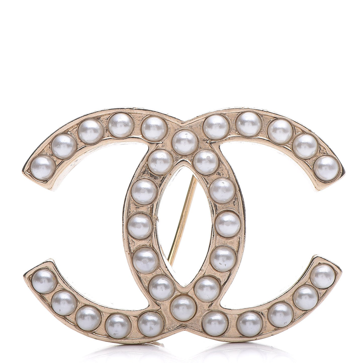 Pearl CC Brooch Pin Gold