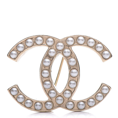 Chanel Pearl CC Brooch Pin Gold 1 of 4