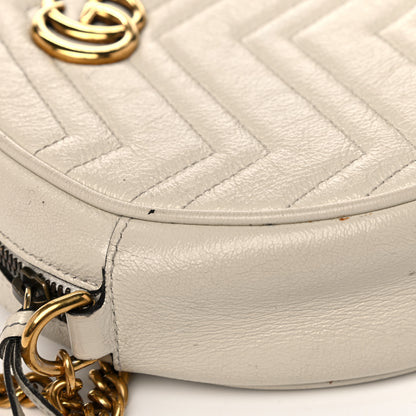 Gucci Calfskin Matelasse Mini GG Marmont Round Shoulder Bag White 17 of 21