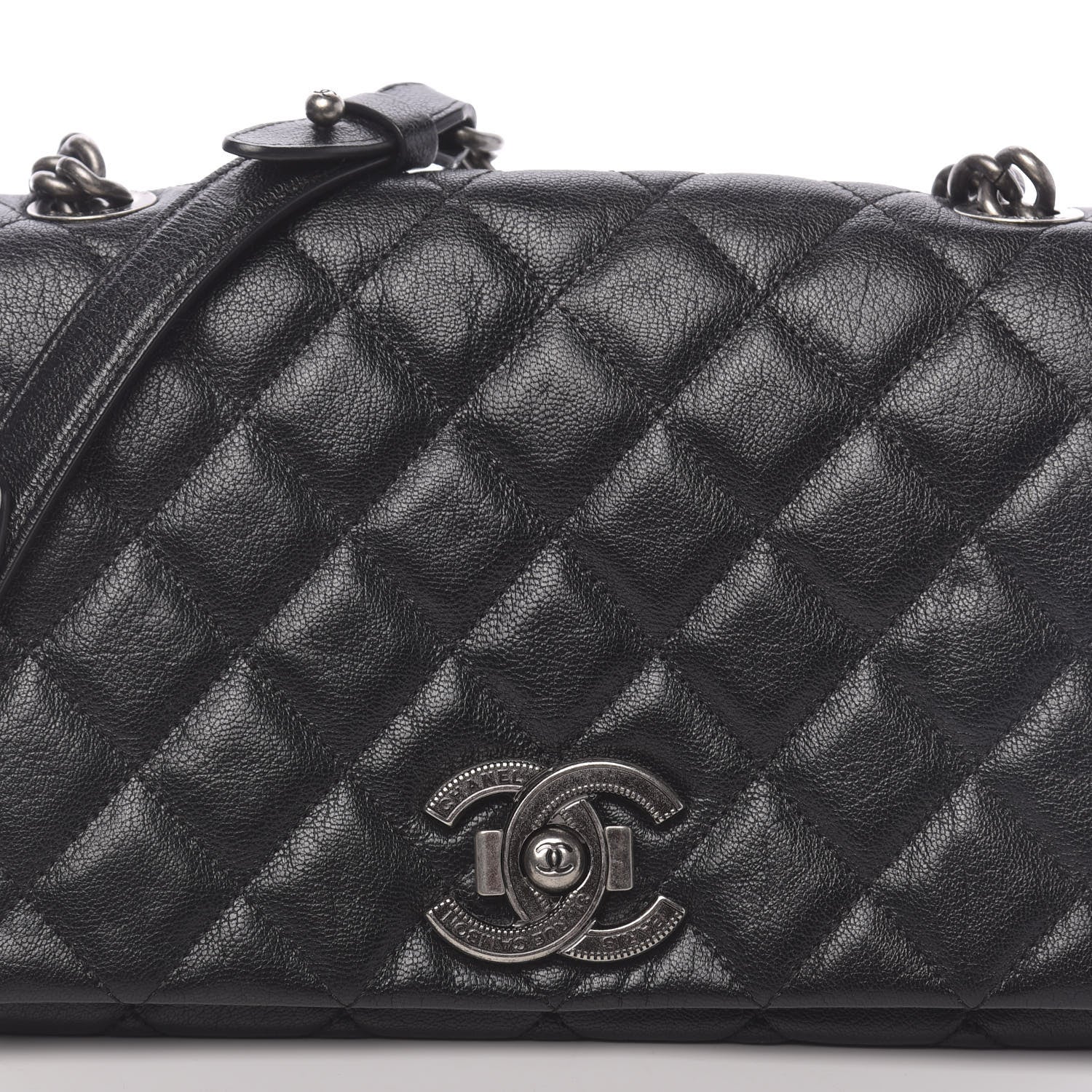 Chanel Goatskin Quilted Medium City Rock Flap Black 10 of 10
