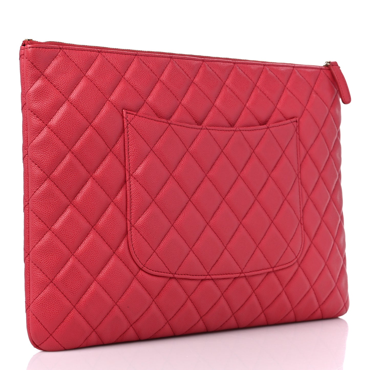 Caviar Quilted Large Cosmetic Case Red