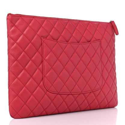 Chanel Caviar Quilted Large Cosmetic Case Red 3 of 9
