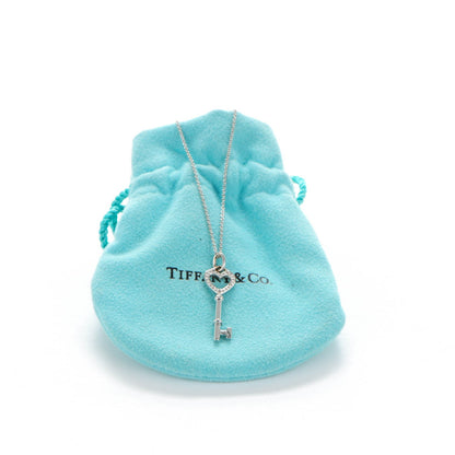 Tiffany 18K White Gold Diamond Medium Heart Key Pendant Necklace 6 of 6