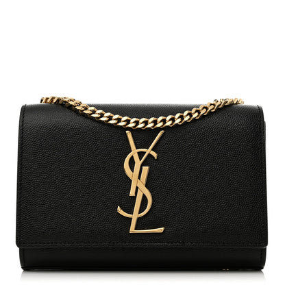 Saint Laurent Grain De Poudre Small Monogram Kate Satchel Black 1 of 11