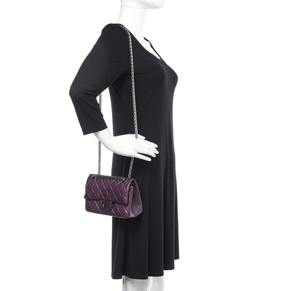 Chanel Metallic Aged Calfskin Quilted 2.55 Reissue 224 Flap Plum 2 of 12