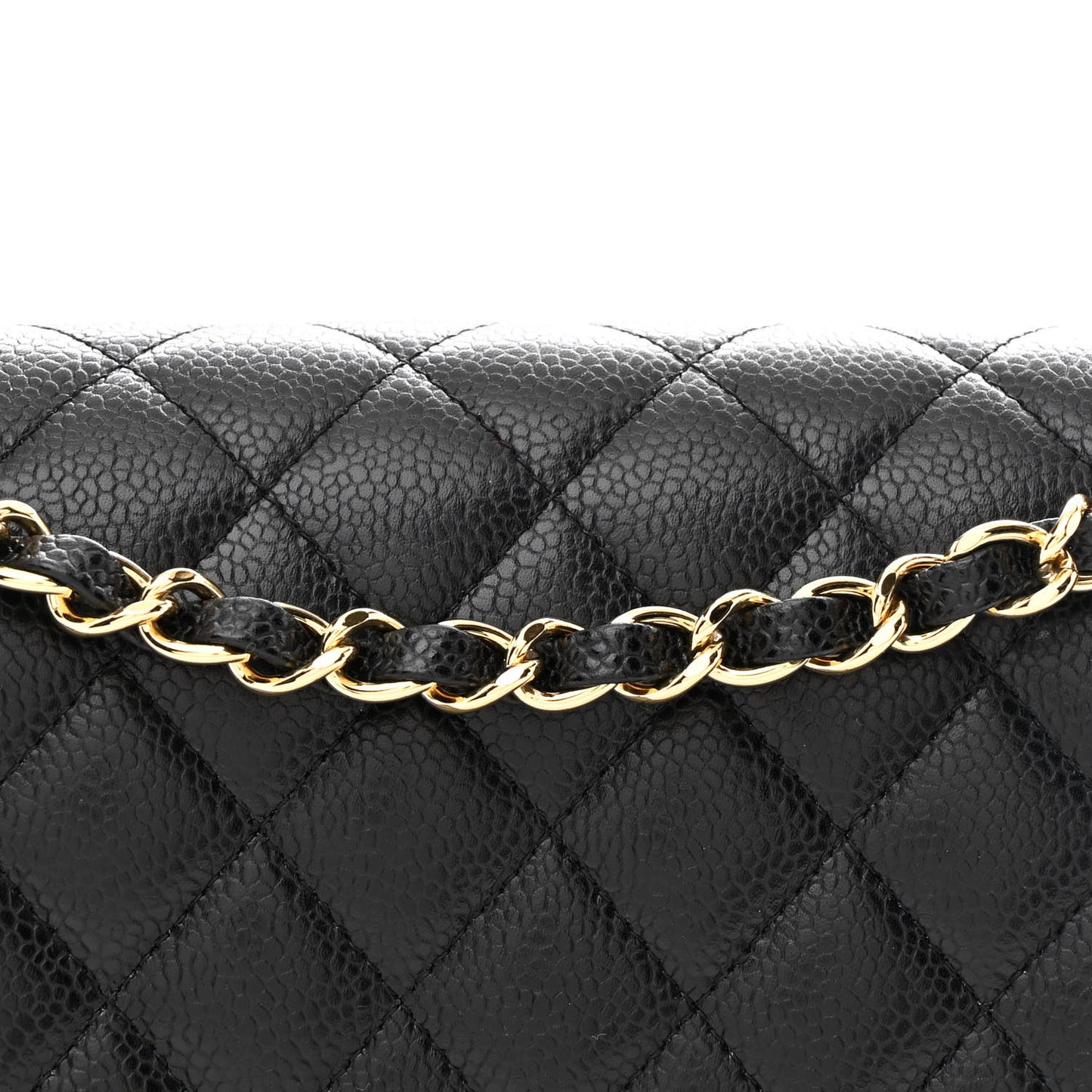 Caviar Quilted Medium Double Flap Black