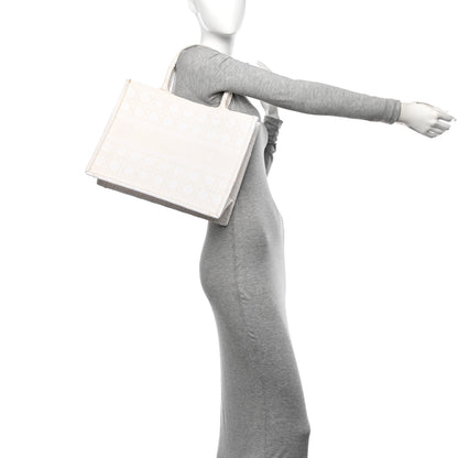 Christian Dior Canvas Embroidered Cannage Medium Book Tote White 2 of 14