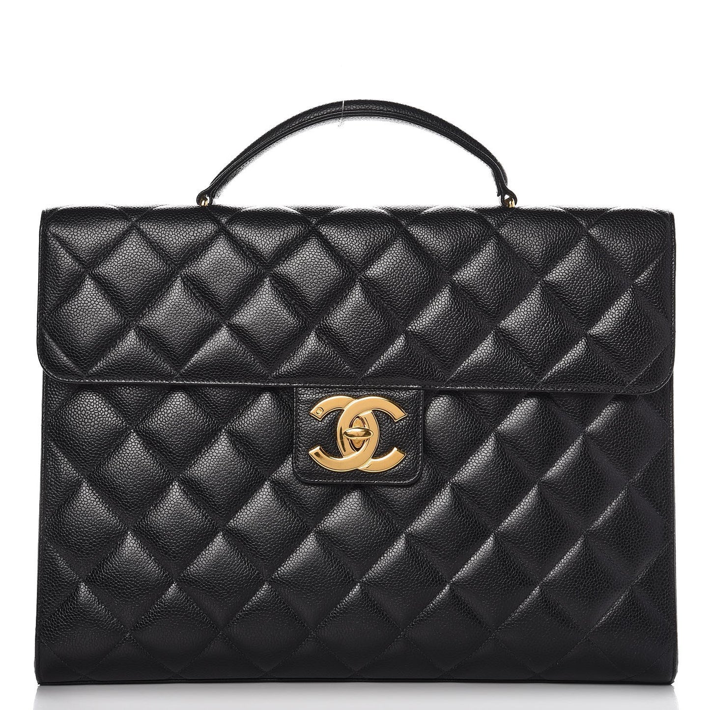 Caviar Quilted Briefcase Laptop Bag Black
