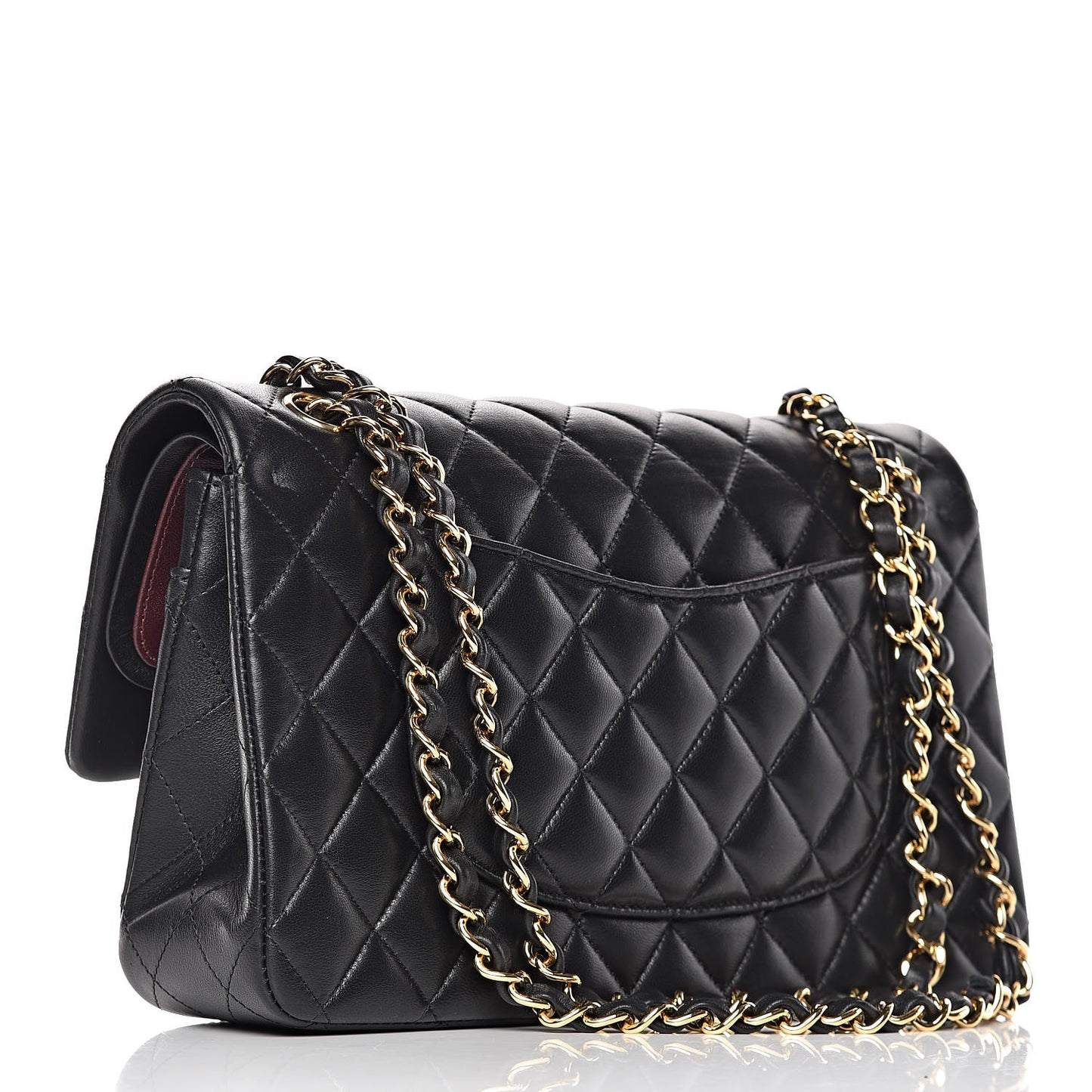 Lambskin Quilted Medium Double Flap Black