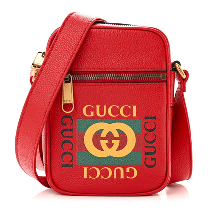 Gucci Dollar Calfskin Logo Mini Messenger Bag Hibiscus Red Yellow Green 1 of 10
