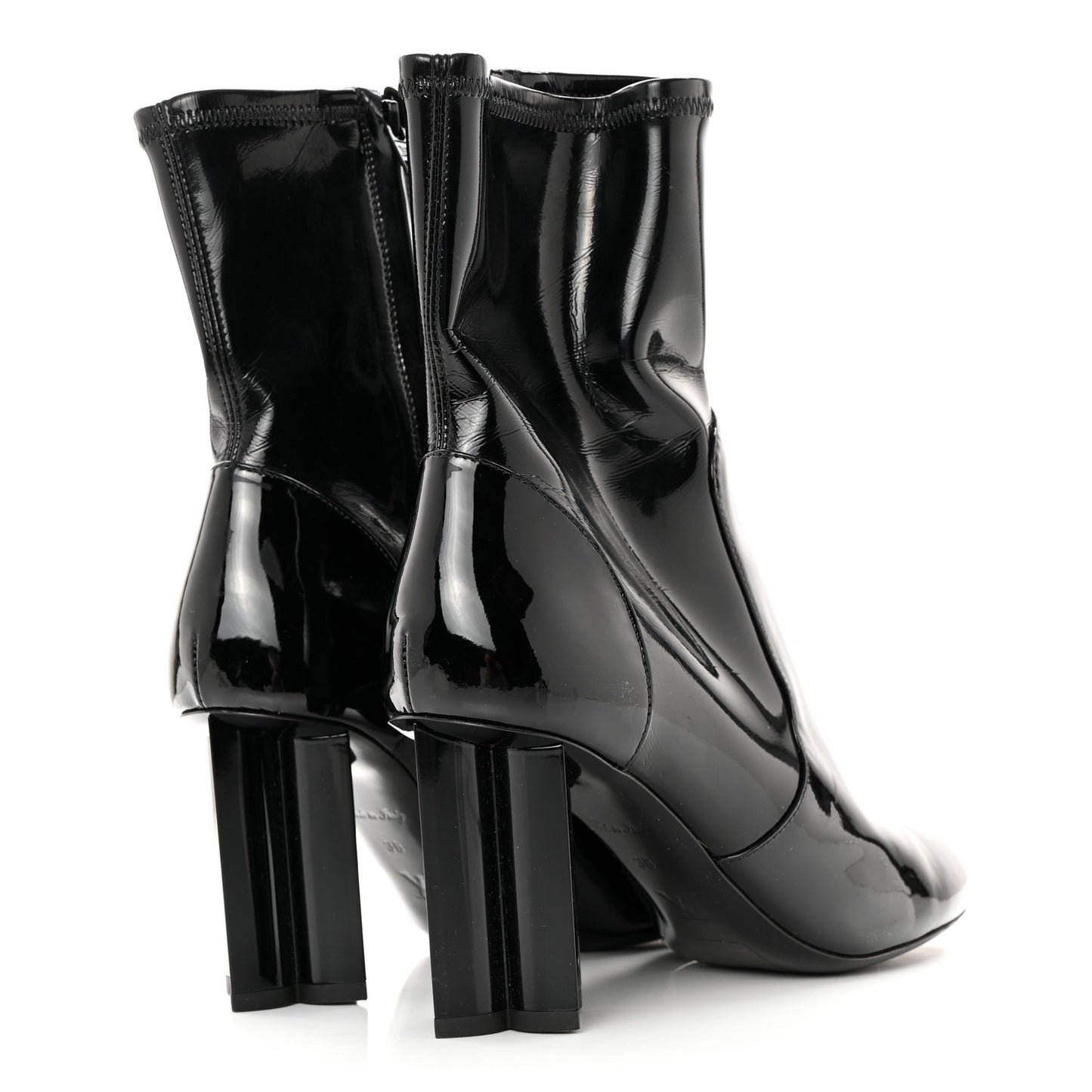 Patent Silhouette Ankle Boots 38 Black