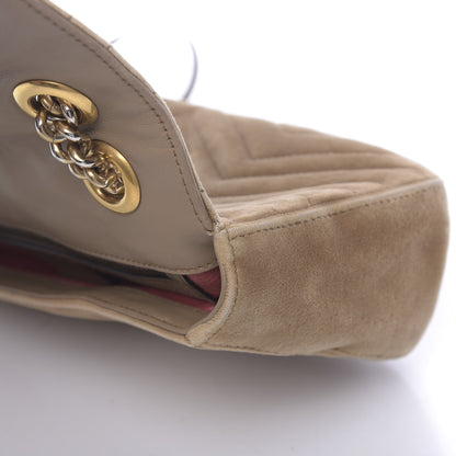 Gucci Velvet Matelasse Small GG Marmont Shoulder Bag Taupe 8 of 29