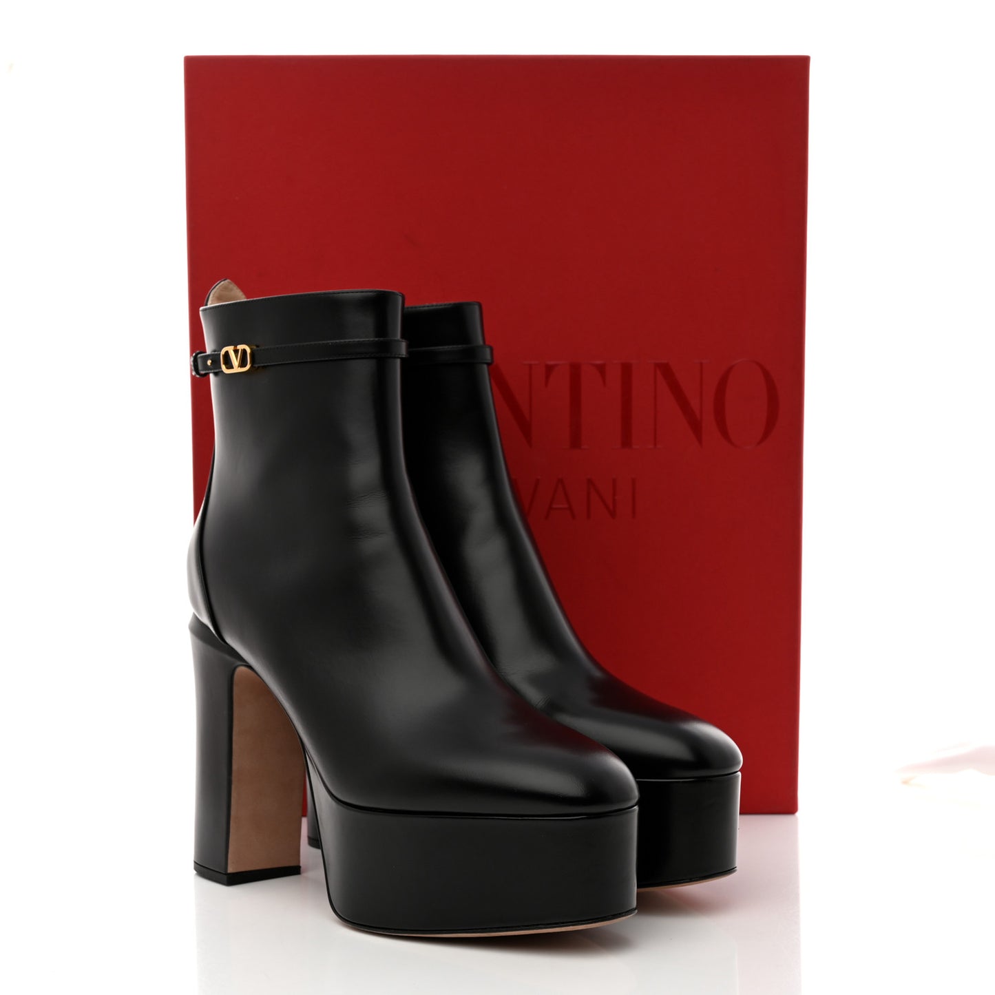 Calfskin Tan-Go Platform 50/120mm Ankle Boots 41 Black
