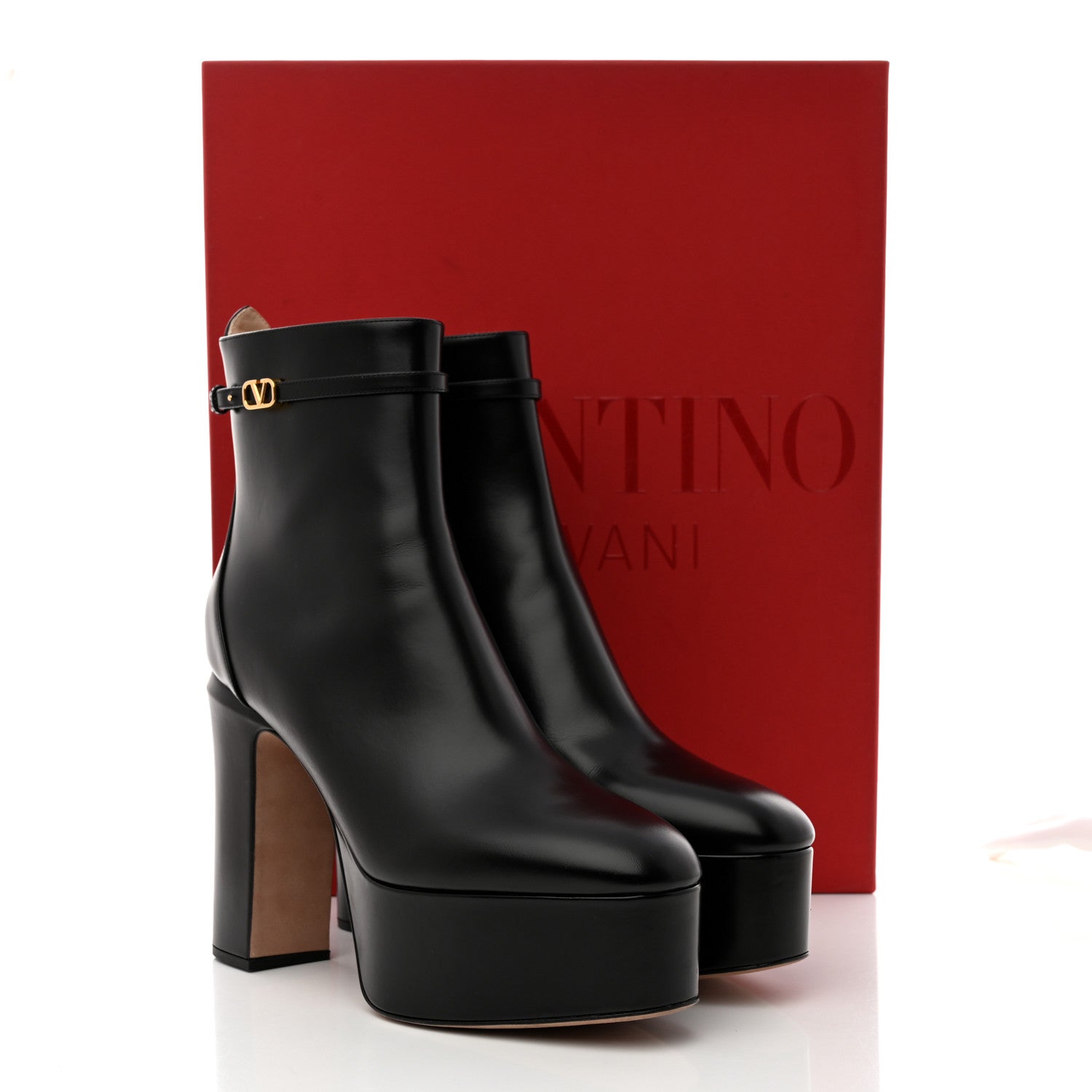 Valentino Garavani Calfskin Tan-Go Platform 50/120mm Ankle Boots 41 Black 9 of 9