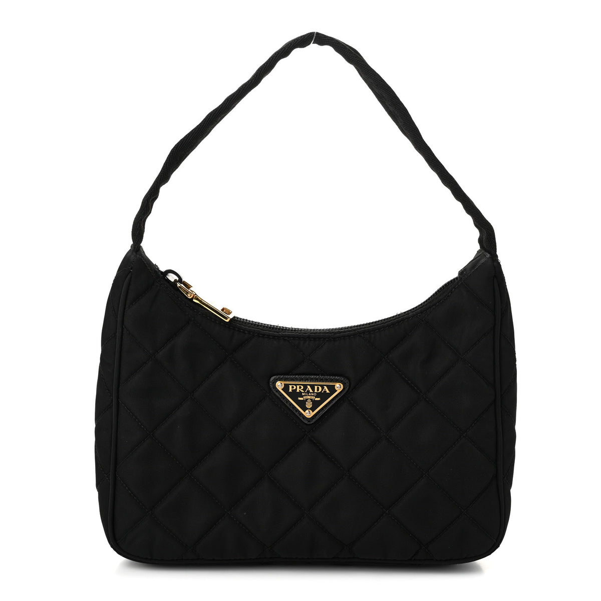 Tessuto Nylon Stitched Shoulder Bag Black
