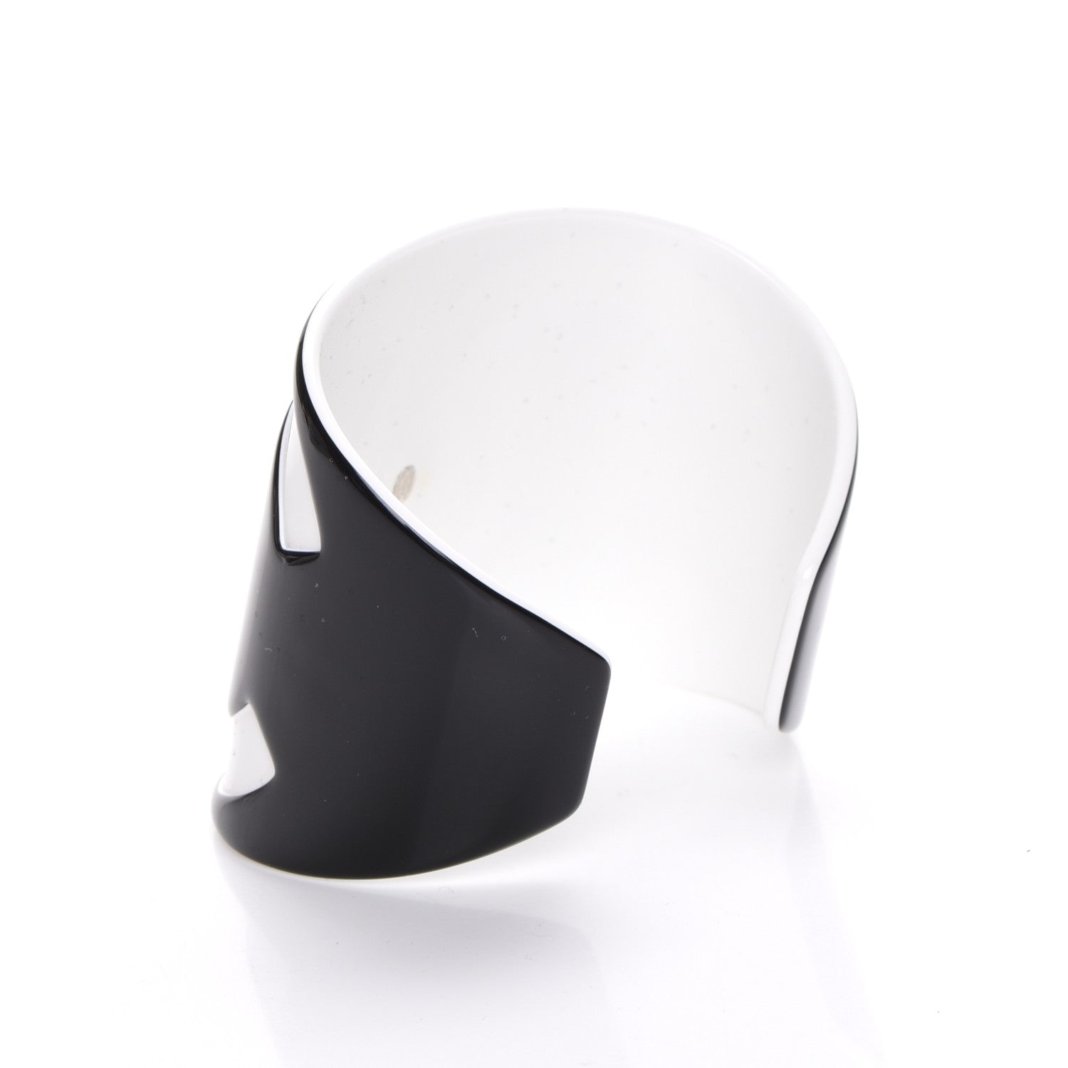 Chanel Resin CC Wide Cuff Black White 3 of 4