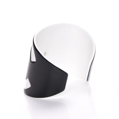 Chanel Resin CC Wide Cuff Black White 3 of 4