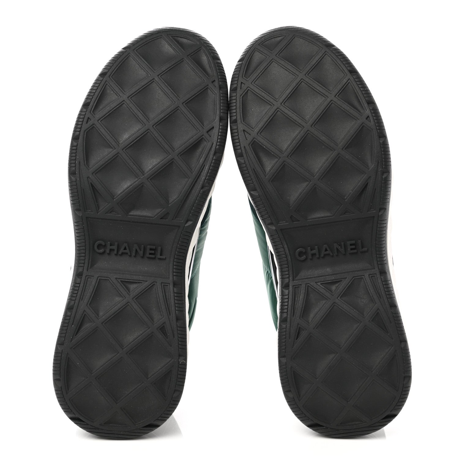 Chanel Nylon Suede Calfskin Womens Logo Sneakers 36.5 Green 5 of 9