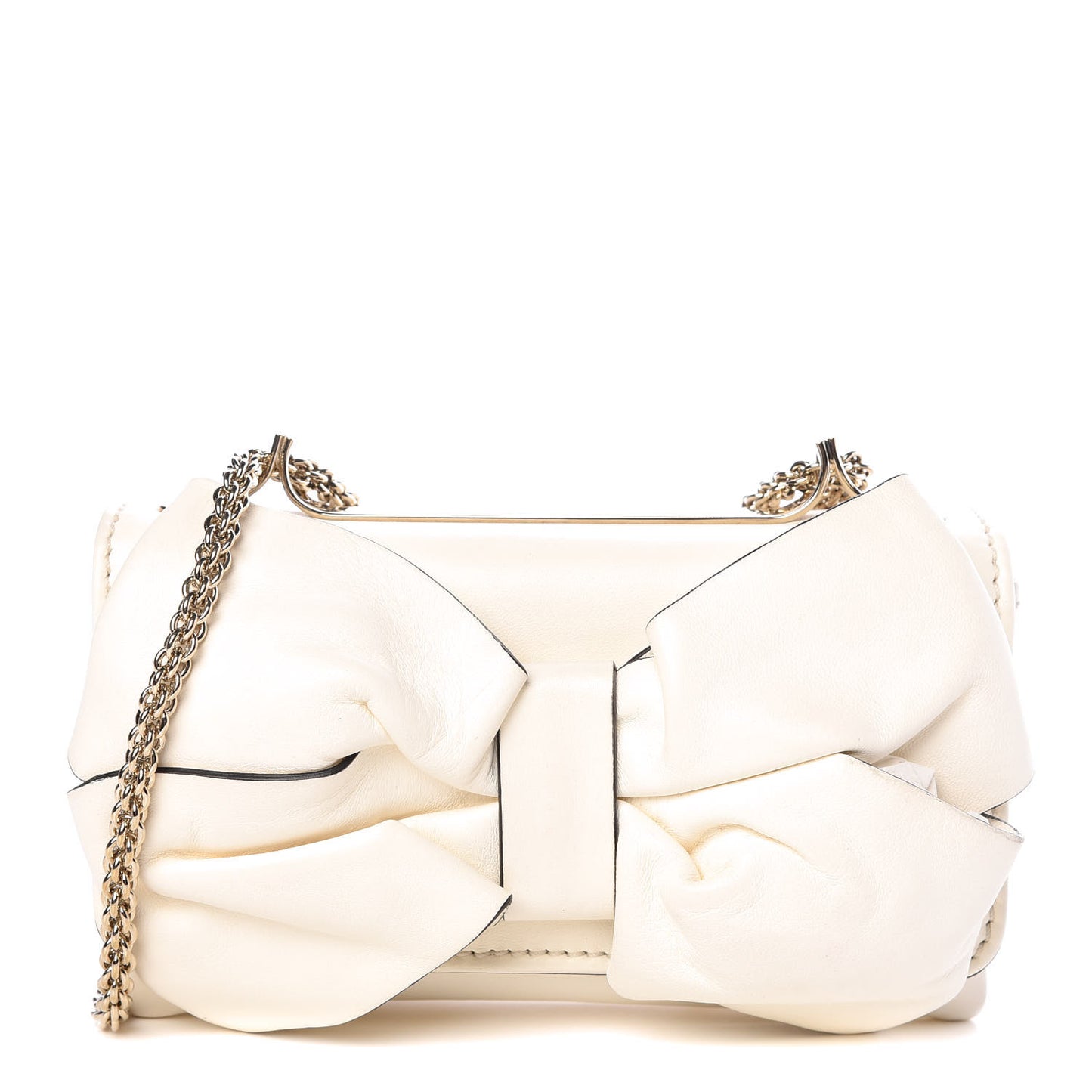 Nappa Bow Flap Shoulder Bag White