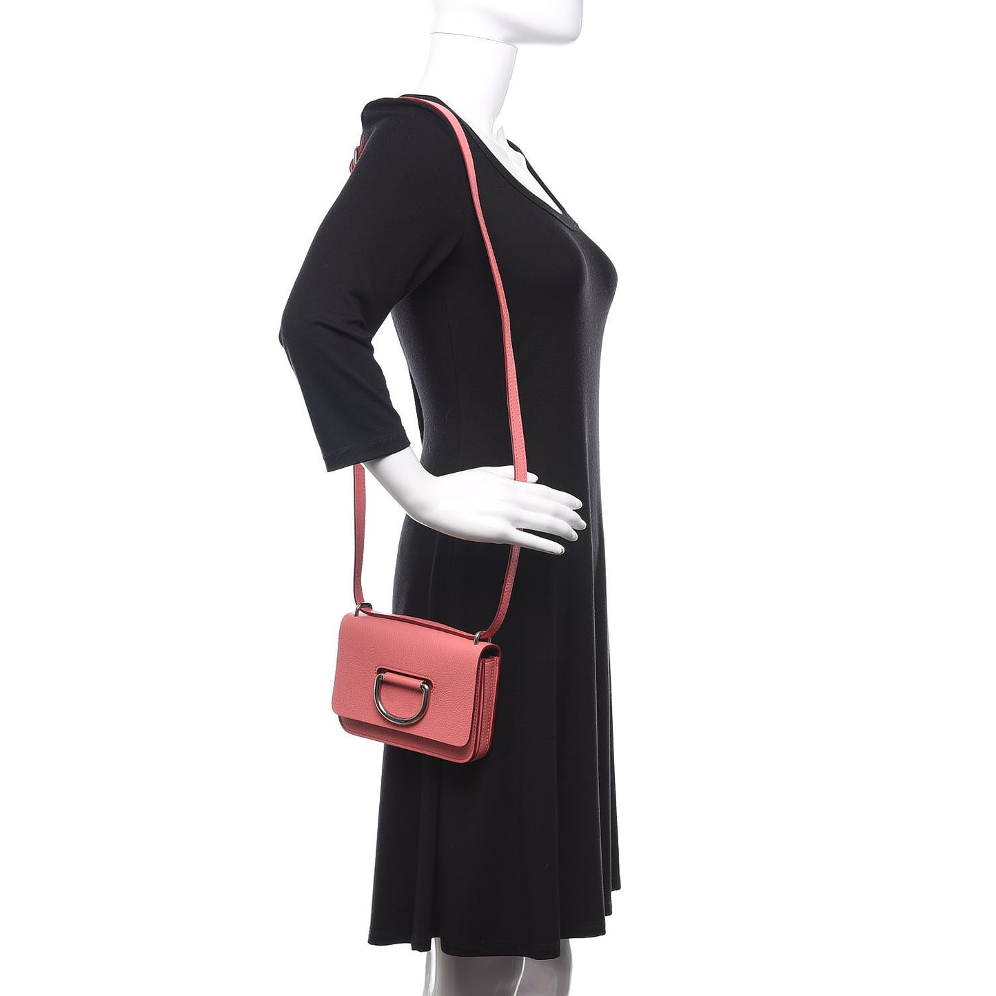 Goatskin Mini D-Ring Bag Bright Coral Pink