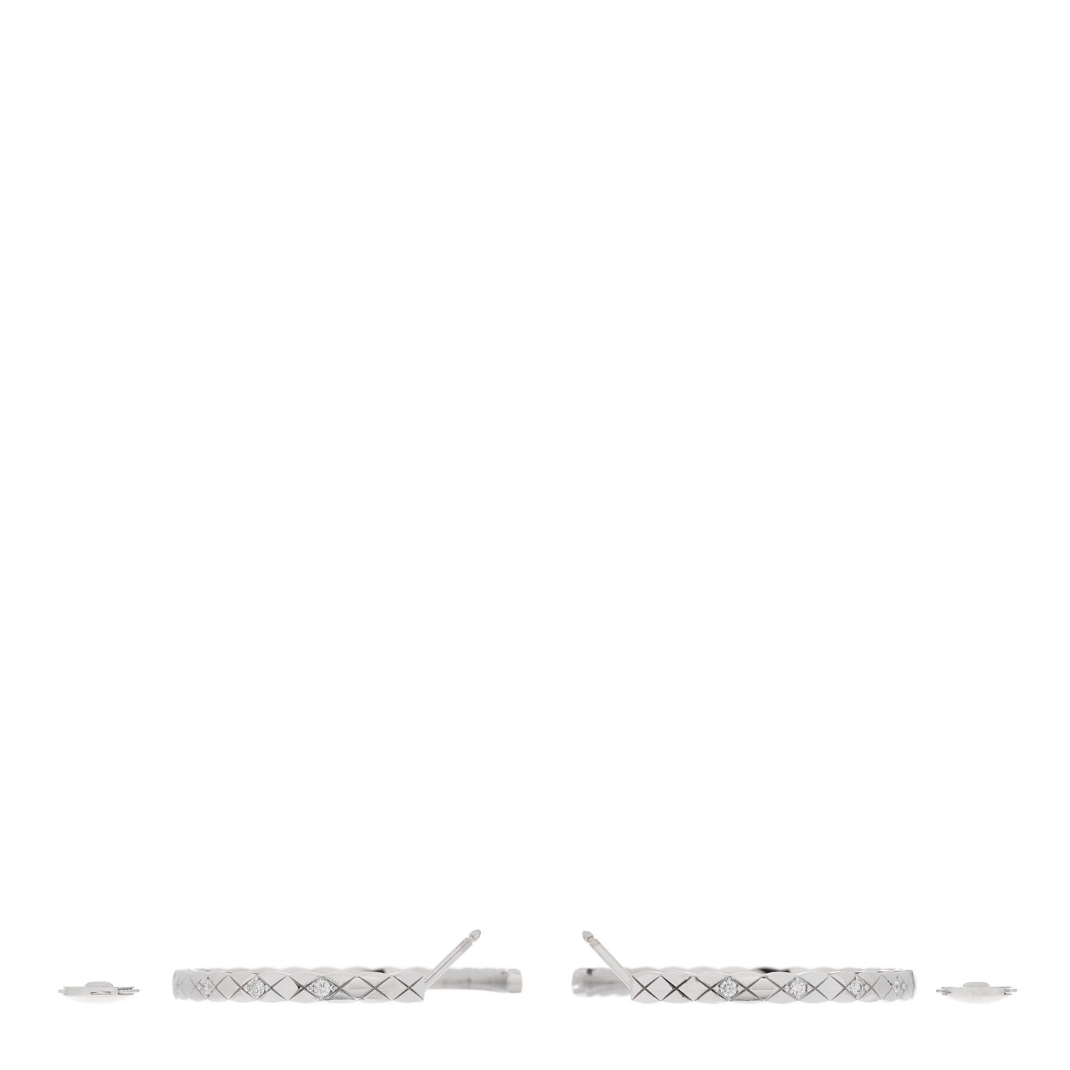 Chanel 18K White Gold Diamond Coco Crush Hoop Earrings 3 of 5