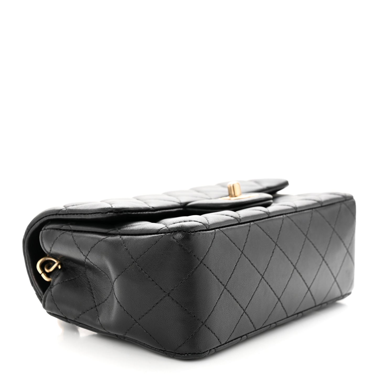 Lambskin Quilted Mini Rectangular Flap Black