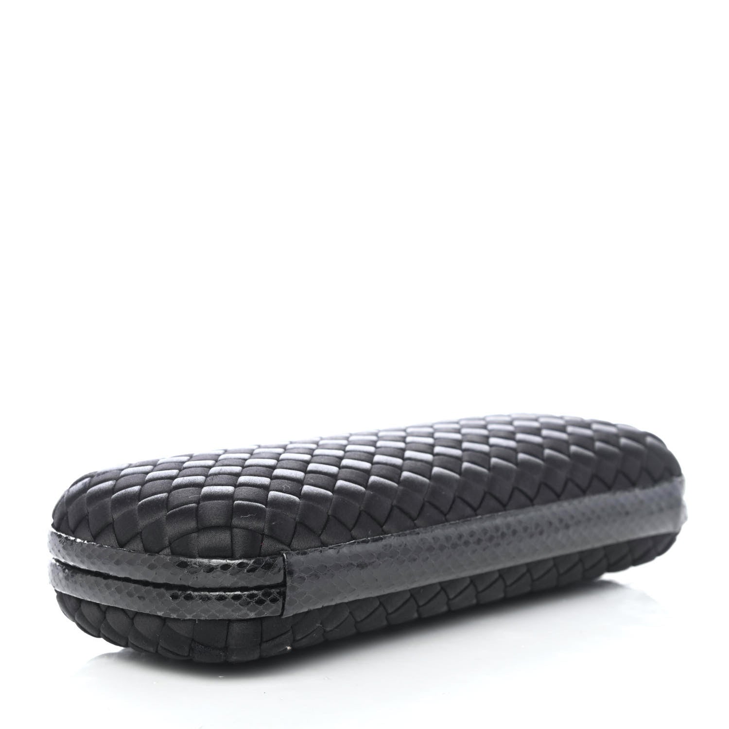 Bottega Veneta Satin Ayers Intreccio Impero Stretch Knot Clutch Black 3 of 4