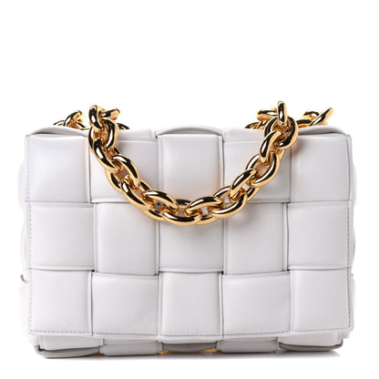 Bottega Veneta Lambskin Maxi Intreccio Padded Chain Cassette Crossbody Bag White 1 of 4