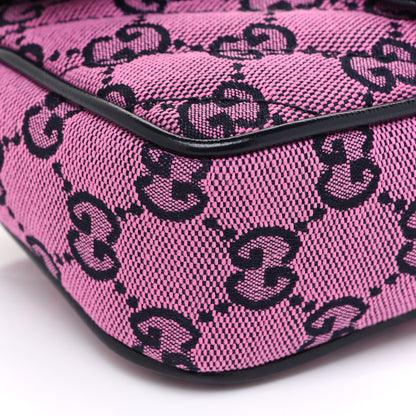 Gucci Monogram Multicolor Matelasse Diagonal Super Mini GG Marmont Shoulder Bag Pink Blue 8 of 9