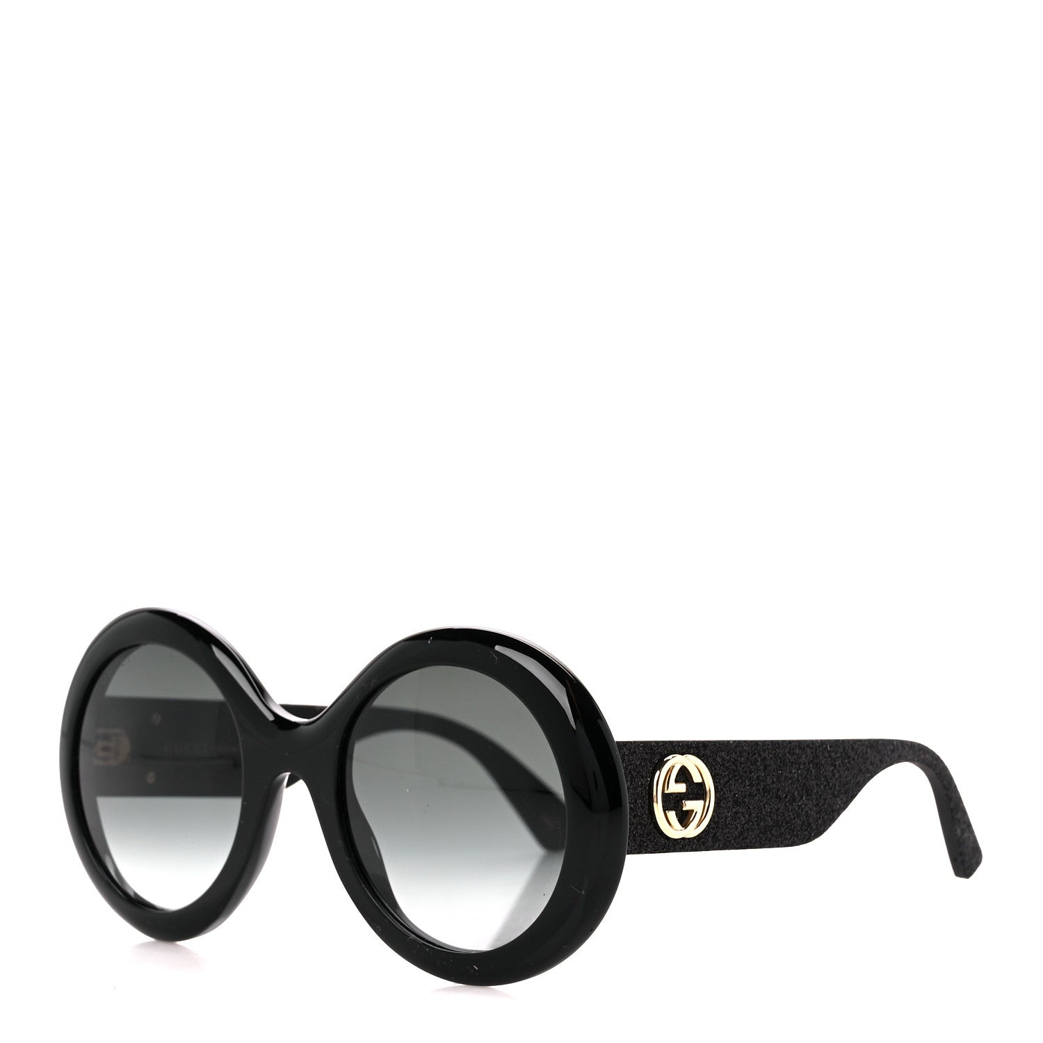 Gucci Acetate Round GG0101S Glitter Sunglasses Black 1 of 8