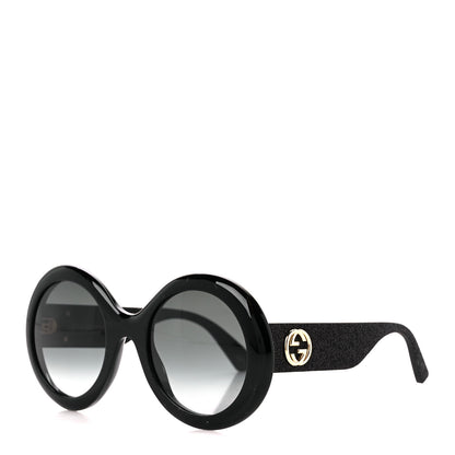Gucci Acetate Round GG0101S Glitter Sunglasses Black 1 of 8