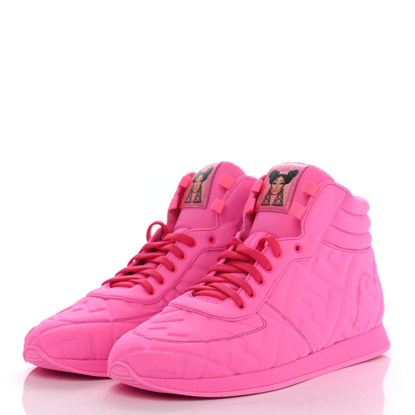 X NICKI MINAJ Lycra Macro FF Embossed Prints On High Top Sneakers 40 Pink