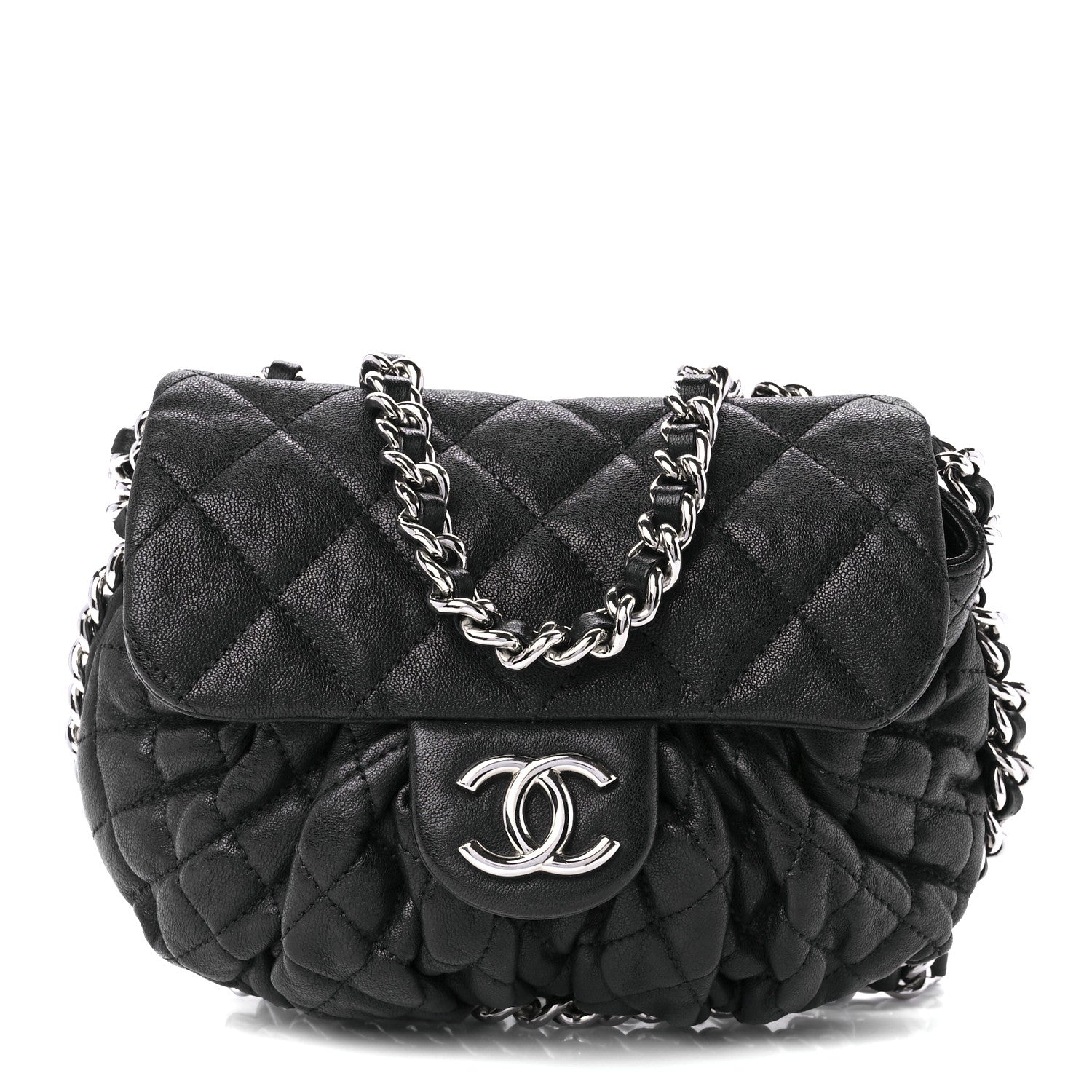 Chanel Washed Lambskin Quilted Mini Chain Around Flap Black 1 of 12