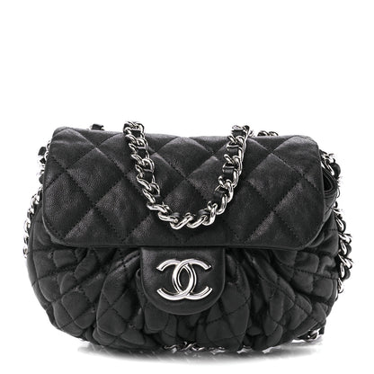 Chanel Washed Lambskin Quilted Mini Chain Around Flap Black 1 of 12