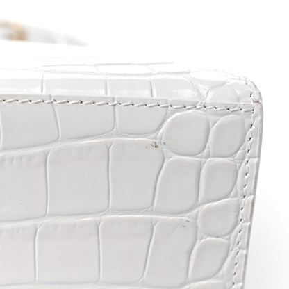 Balenciaga Shiny Calfskin Crocodile Embossed Hourglass Top Handle Bag XS White 11 of 11