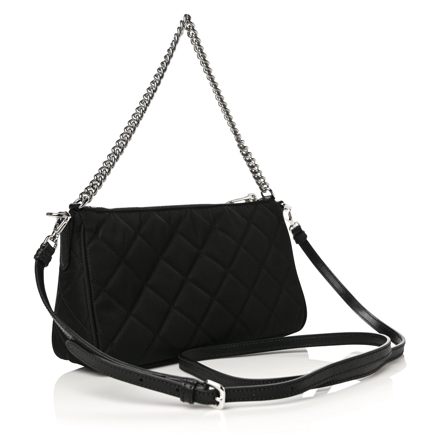 Prada Nylon Tessuto Impuntu Quilted Crossbody Bag Black 3 of 10