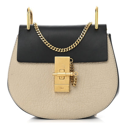 Chloe Grained Calfskin Lambskin Mini Bi-Color Drew Shoulder Bag Ivory Black 1 of 10
