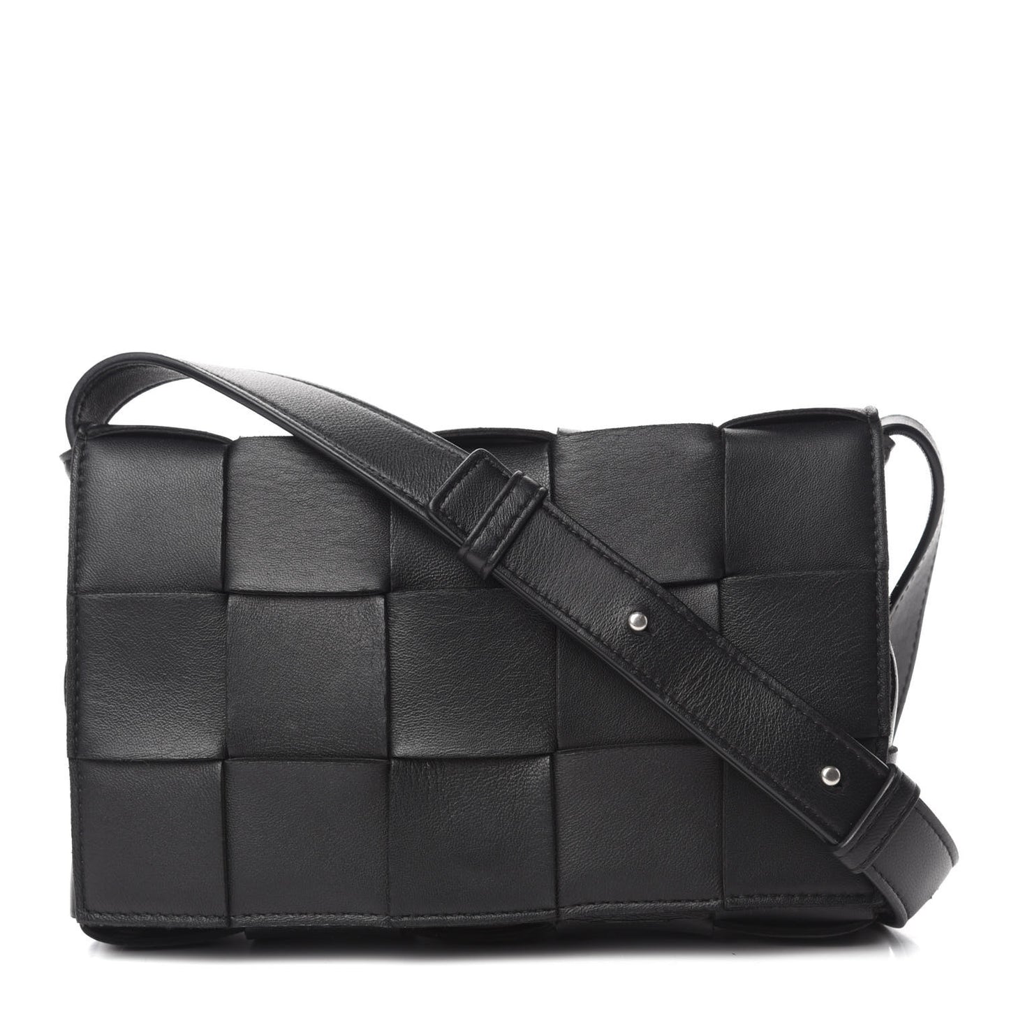 Lambskin Maxi Intrecciato Cassette Crossbody Bag Black
