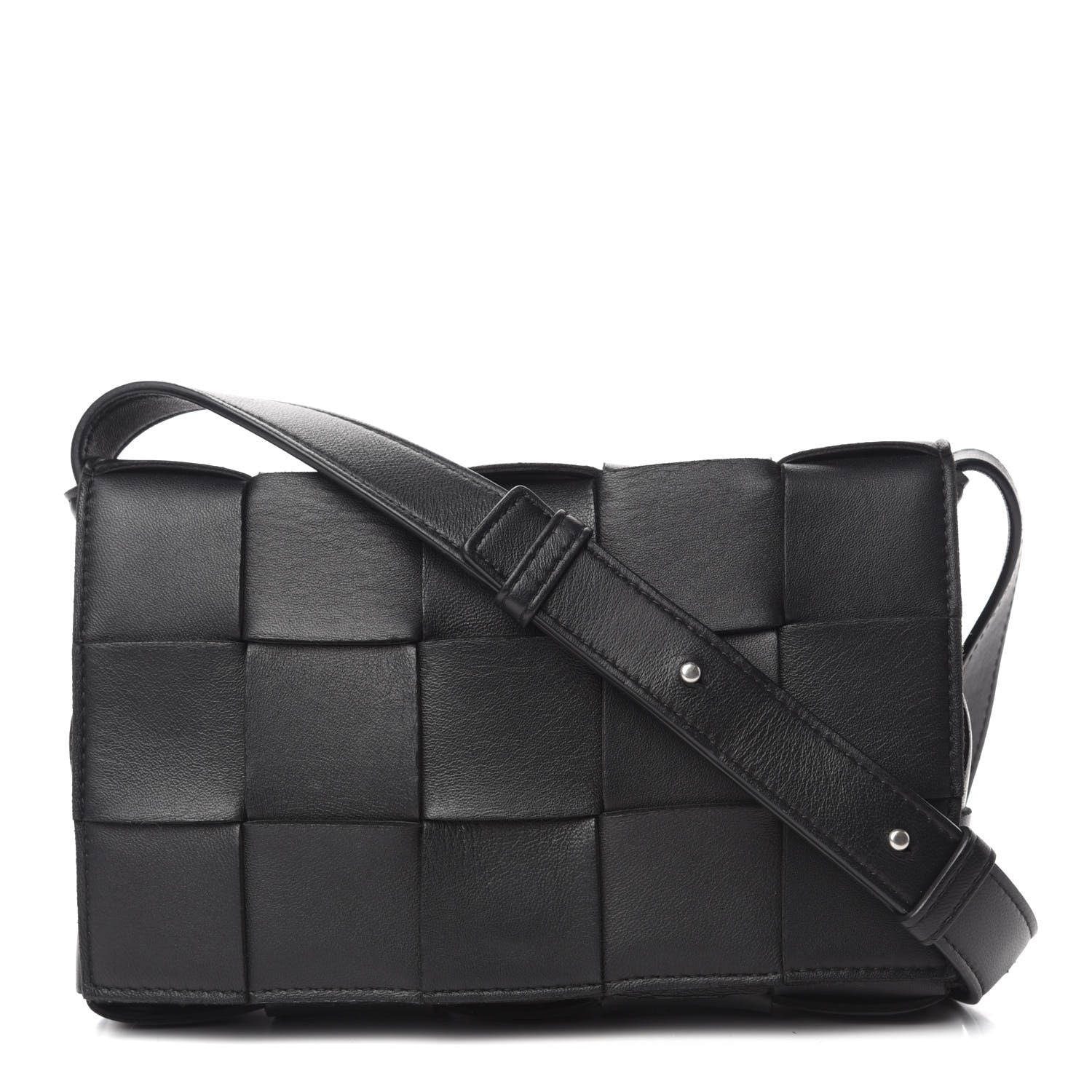 Bottega Veneta Lambskin Maxi Intrecciato Cassette Crossbody Bag Black 1 of 12